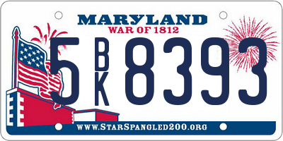 MD license plate 5BK8393