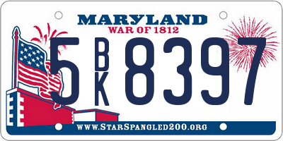 MD license plate 5BK8397