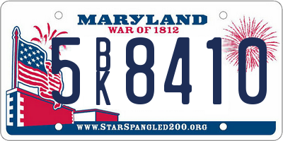 MD license plate 5BK8410