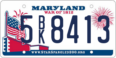 MD license plate 5BK8413