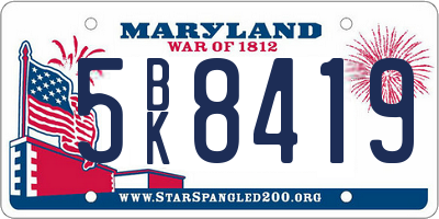 MD license plate 5BK8419