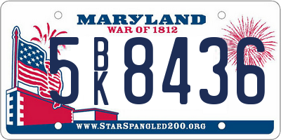 MD license plate 5BK8436