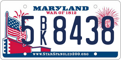 MD license plate 5BK8438