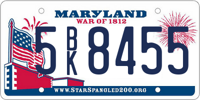 MD license plate 5BK8455