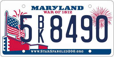 MD license plate 5BK8490