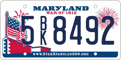 MD license plate 5BK8492