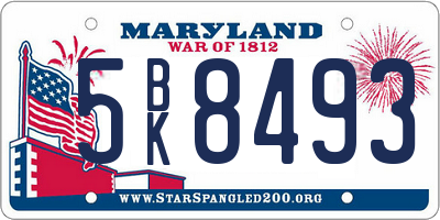 MD license plate 5BK8493