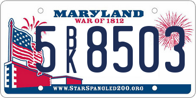 MD license plate 5BK8503