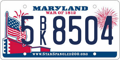MD license plate 5BK8504