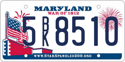 MD license plate 5BK8510