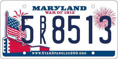 MD license plate 5BK8513