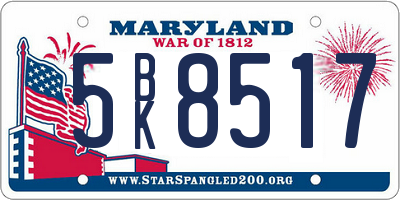 MD license plate 5BK8517