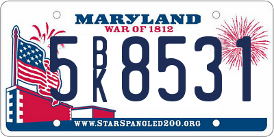 MD license plate 5BK8531