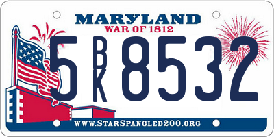 MD license plate 5BK8532