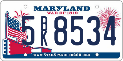 MD license plate 5BK8534