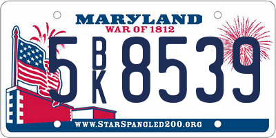 MD license plate 5BK8539