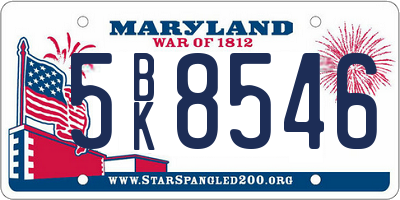 MD license plate 5BK8546