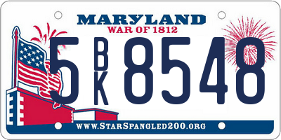 MD license plate 5BK8548