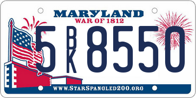 MD license plate 5BK8550