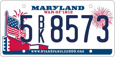 MD license plate 5BK8573