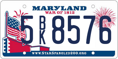 MD license plate 5BK8576