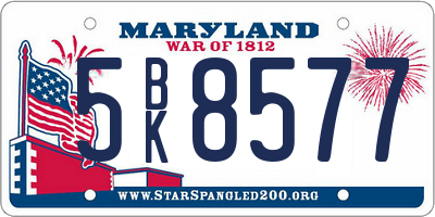 MD license plate 5BK8577