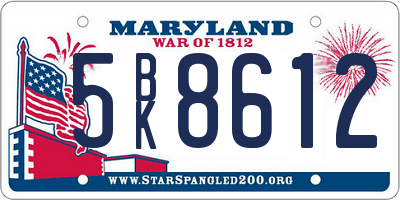 MD license plate 5BK8612