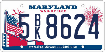 MD license plate 5BK8624