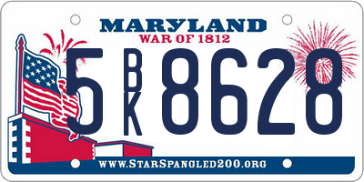 MD license plate 5BK8628