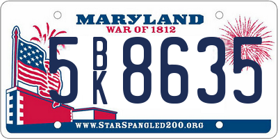 MD license plate 5BK8635