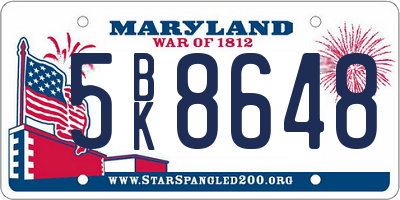 MD license plate 5BK8648