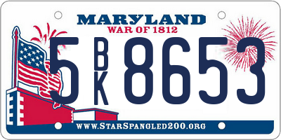 MD license plate 5BK8653