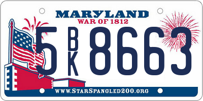 MD license plate 5BK8663