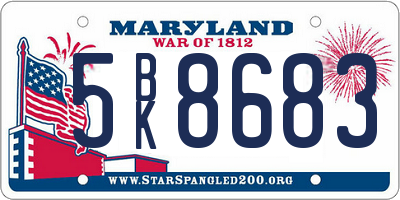 MD license plate 5BK8683