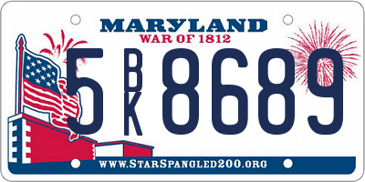 MD license plate 5BK8689