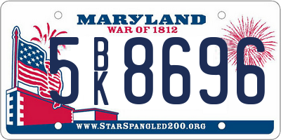 MD license plate 5BK8696