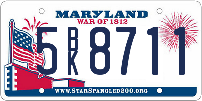 MD license plate 5BK8711