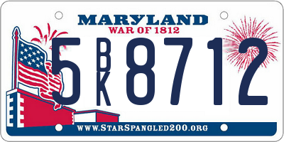 MD license plate 5BK8712