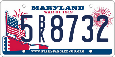 MD license plate 5BK8732