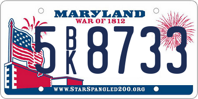 MD license plate 5BK8733