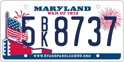 MD license plate 5BK8737