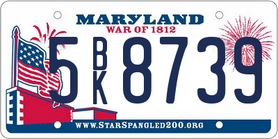 MD license plate 5BK8739
