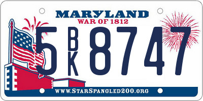 MD license plate 5BK8747