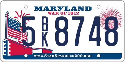 MD license plate 5BK8748