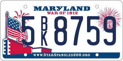 MD license plate 5BK8759