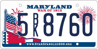 MD license plate 5BK8760