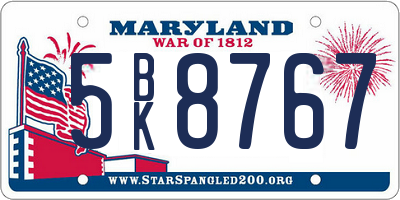 MD license plate 5BK8767