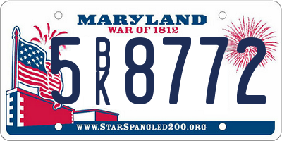 MD license plate 5BK8772