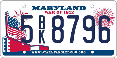 MD license plate 5BK8796