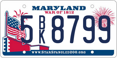 MD license plate 5BK8799